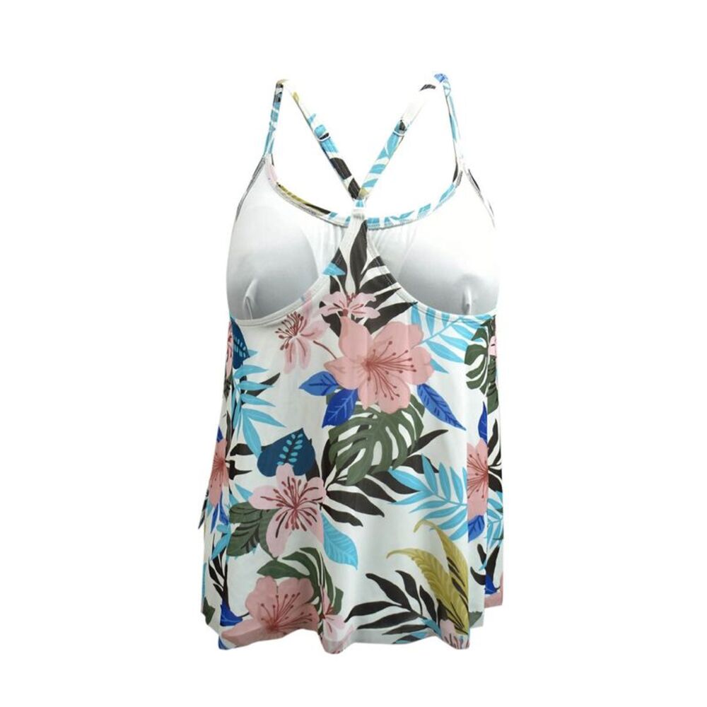 Coco Reef Women's Palm-Print Mesh-Overlay Tankini Top (38DD, Multi) - Picture 2 of 3